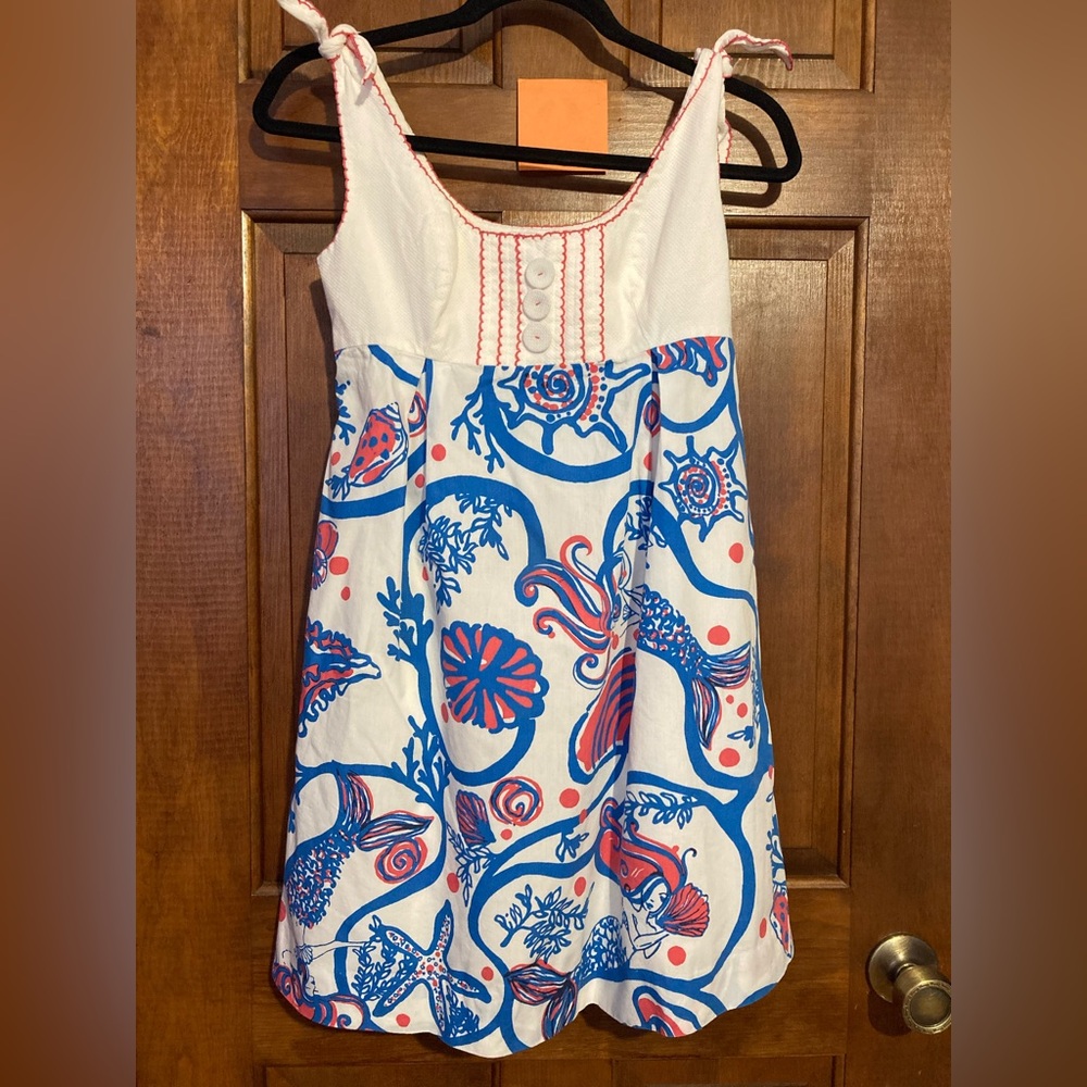 Lilly Pulitzer🧜🏼‍♀️Tie Knot Tank Shift Mermaid Seashell Sleeveless Size Small /0